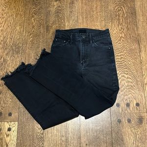 MOTHER The Insider Crop Two Step Fray Black Denim Jeans Revolve, sz 26